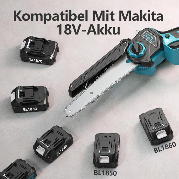 Tronçonneuse Électrique Sans Fil VIWKO 6" - Moteur Brushless 1000W - 2 Batteries 2000mAh - Compatible Makita