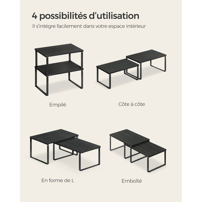 Lot De 2 Range-couvercles Durmmur - 6 Niveaux - Fixation Murale - Noir - Neuf