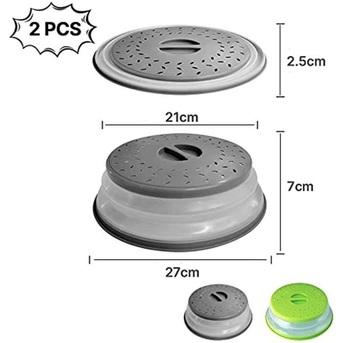 Lot de 2 Cloche Micro-Ondes,Pliable Couvercle Micro-onde Plaque,Retractable Couv Lot de 2 Cloche Micro-Ondes,Pliable Couvercle Micro-onde Plaque,Retractable Couv