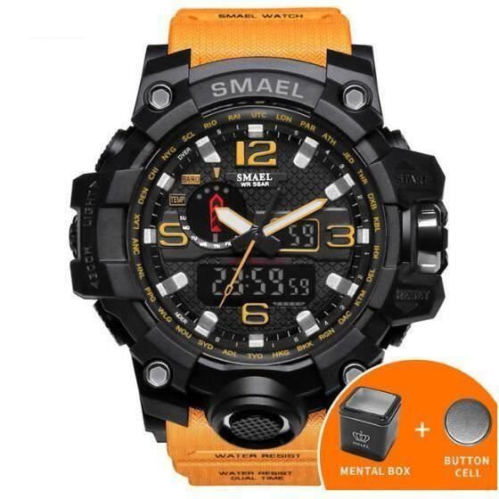 SMAEL Orange Montre Bracelet Hommes LED Horloge Num rique Montre