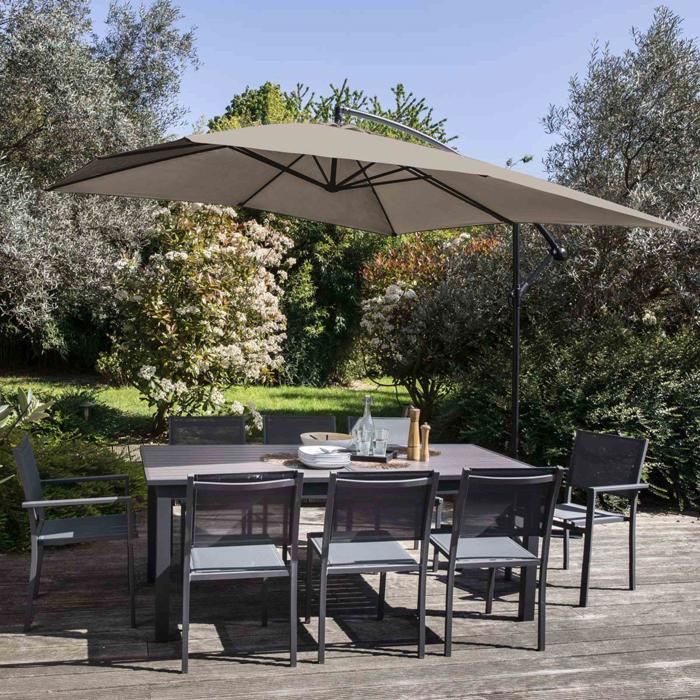 Oviala Toile Pour Parasol Déporté 2x3m Taupe - Remplacement UV50+ Déperlante 250g/m²