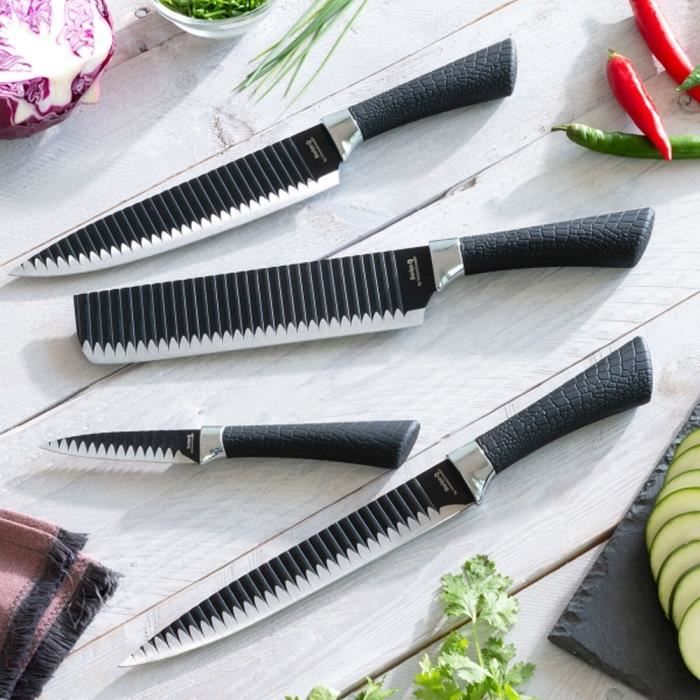 Harry Blackstone Airblade – Set 5 Couteaux de cuisine tranchant et durable  – Lame Ultra Tranchante antiadhésive - Découpe Parfaite - Cdiscount Maison