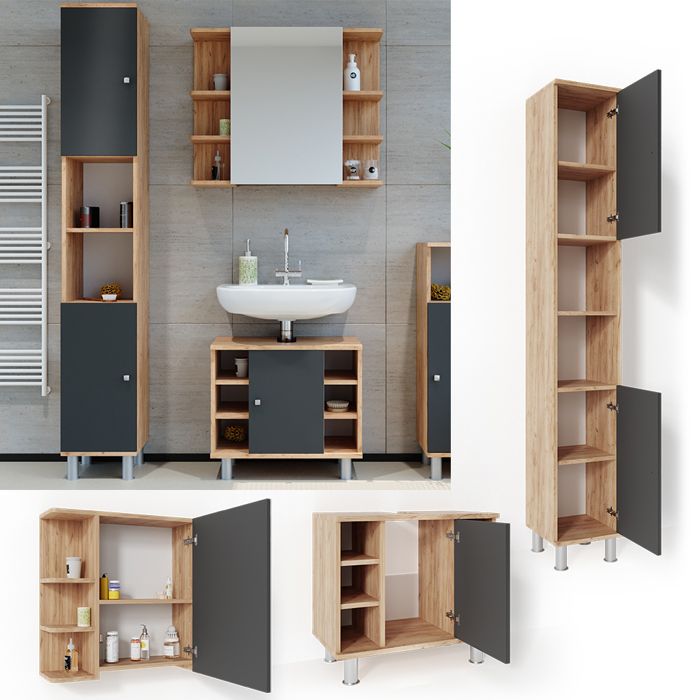 Armoire midi de salle de bains Chiffonnier petite porte Fynn blanc Vicco