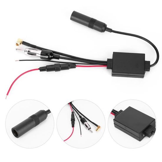 Adaptateur Antenne Auto Fakra Vers DIN - 18cm Avec Amplificateur - Pour Chrysler, Dodge, Jeep, VW
