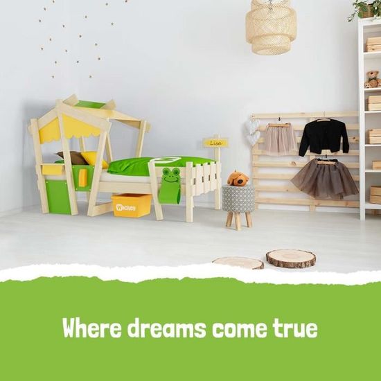 WICKEY Lit enfant CrAzY Candy Lit simple Lit cabane avec sommier à lattes