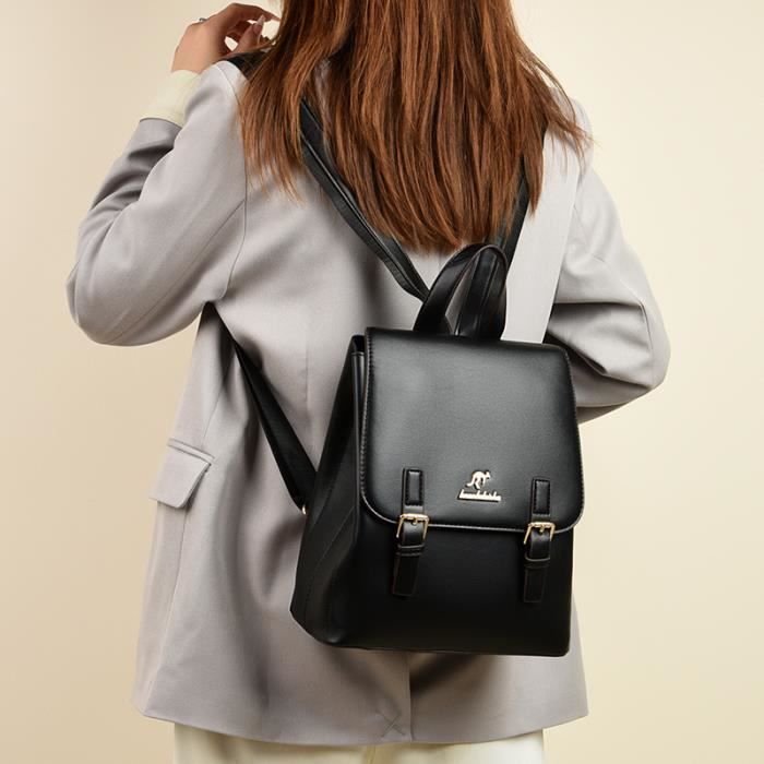 Sac A Dos Femme Simili Cuir Bretelle Reglable 26 X 12 X 23 Cm Casual Noir