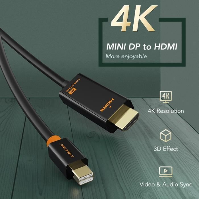 Adaptateur Mini DisplayPort vers HDMI-M/F-Ultra HD 4K 60 Hz-Noir