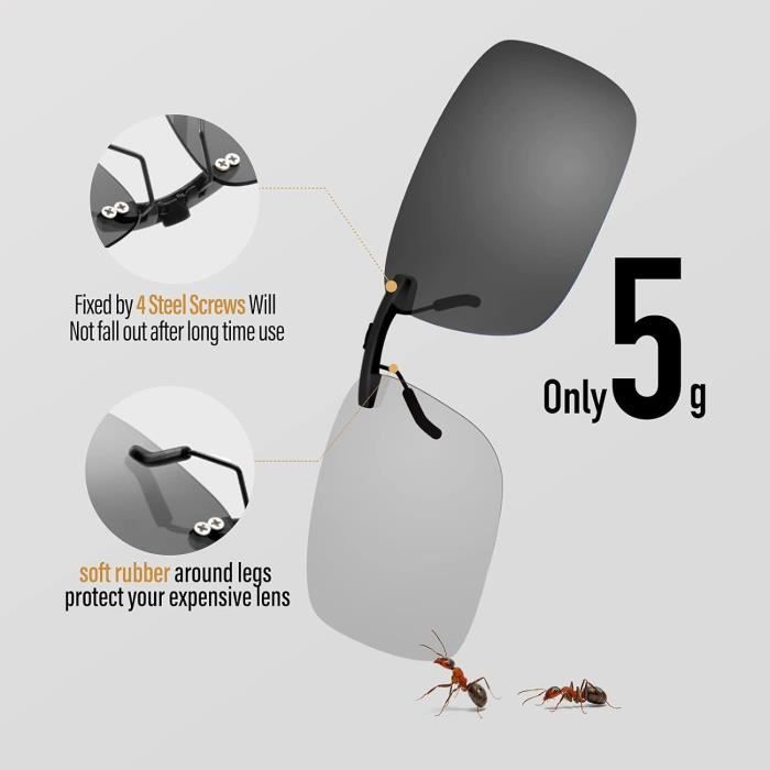 Clip Solaire Polarisé UV400 Pour Lunettes De Vue - Relevable, Léger, Universel, Pour Conduite, Plage, Voyage