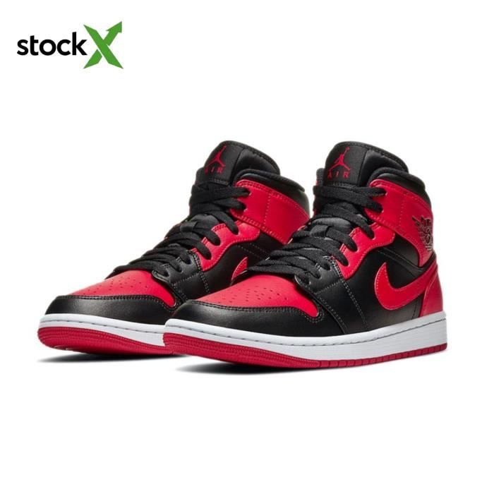 nike jordan 1 mid black red
