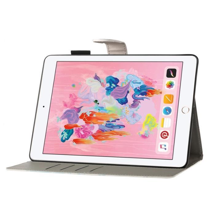 Coque Enfants Pour iPad 9,7 Pouces (6ème/5ème Génération, 2018/2017),  Antichoc & Robuste Mignon Coque avec Support Rotatif 360 + Poignée +