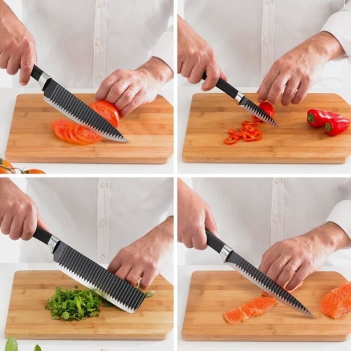 Harry Blackstone Airblade – Set 5 Couteaux de cuisine tranchant et durable  – Lame Ultra Tranchante antiadhésive - Découpe Parfaite - Cdiscount Maison