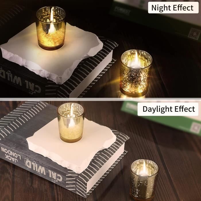 LALAGO Verres à Bougie Chauffe-Plat, Set De 12, Tissés Porte-Bougie Chauffe- Plat En Verre, Porte-Bougie Chauffe-Plat,Verres à Bougie Pour Bougie Chauffe -Plat Décoration Noël Mariage(Or