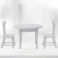 Dioche chaise de maison de poupée 1:12 Table à manger blanche en bois miniature et deux chaises ensemble de meubles de cuisine-3