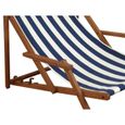 Chaise longue pliante, rayé bleu et blanc, chilienne, repose-pieds, pare-soleil, oreiller 10-317FSKH-3