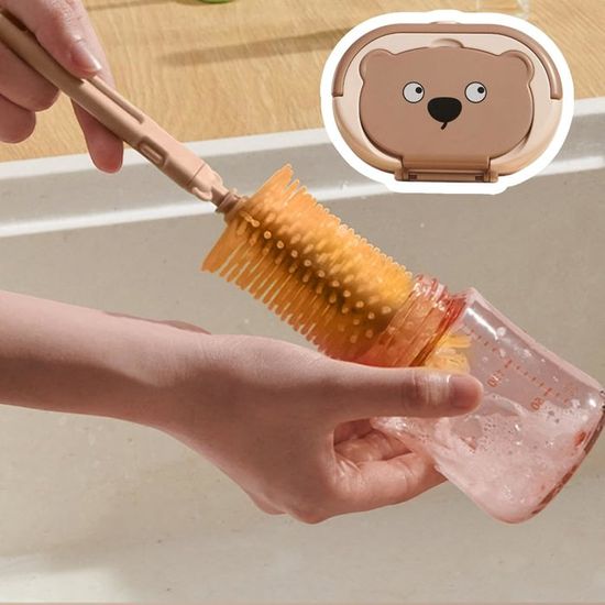 Kit De Nettoyage 7 En 1 Pour Biberons - Brosse Silicone, égouttoir De Voyage, Boîte De Rangement - Parfait Pour La Maison Et Les Déplacements