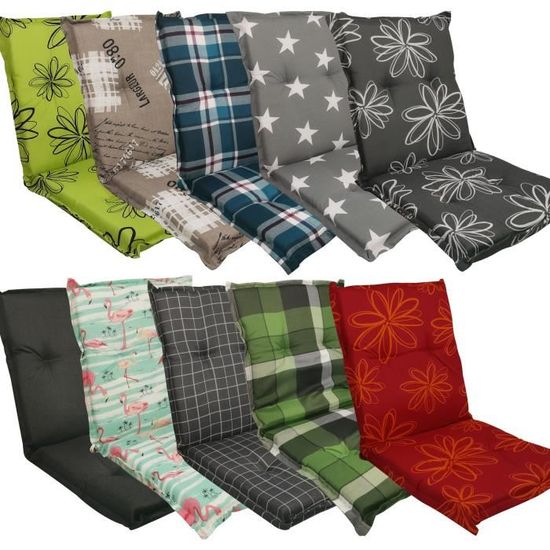 nxtbuy Coussin pour Chaises Extérieures Dossier Bas /'Barcelona/' 100x50x6 cm Remplissage De Mousse Dessin:Aqua//Bleu carré Fabriqué dans l/'UE ÖkoTex100 Numéro:Set x6