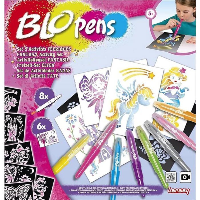 Feutres Soufflants de Coloriage avec Pochoirs Réutilisables - Atelier Féerique Fées, Licornes Feutres Soufflants de Coloriage avec Pochoirs Réutilisables - Atelier Féerique Fées, Licornes