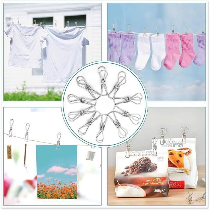 Alwaiiz 30 Pièces Pince A Linge INOX, Multifonctionnel Et