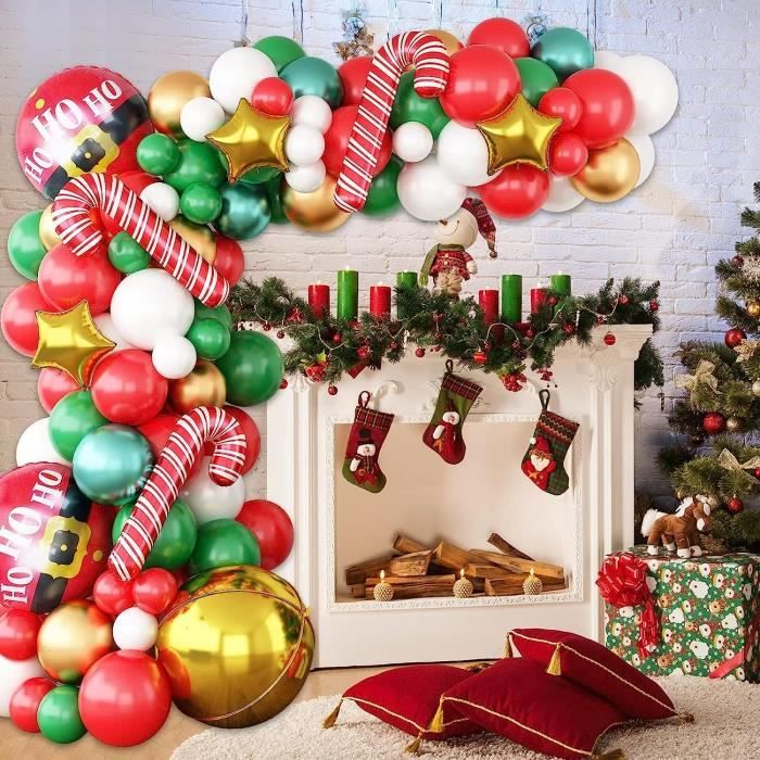 Arche Ballon Noël, Décoration de Noël, ballons rouges et blancs avec ballons  en aluminium étoile et boîte cadeau 4D pour decora[98] - Cdiscount Maison