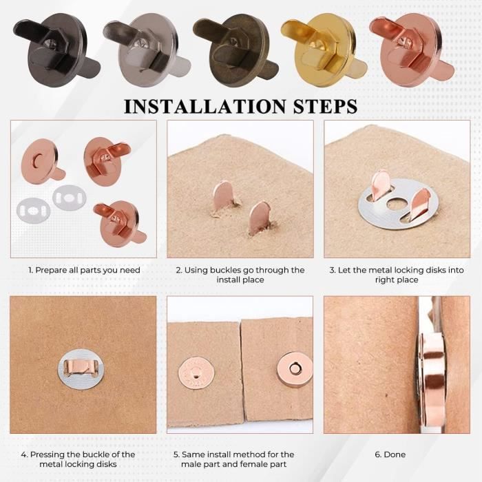 Lot De 20 Boutons Pression Magnétiques En Laiton Pour Sac à Main