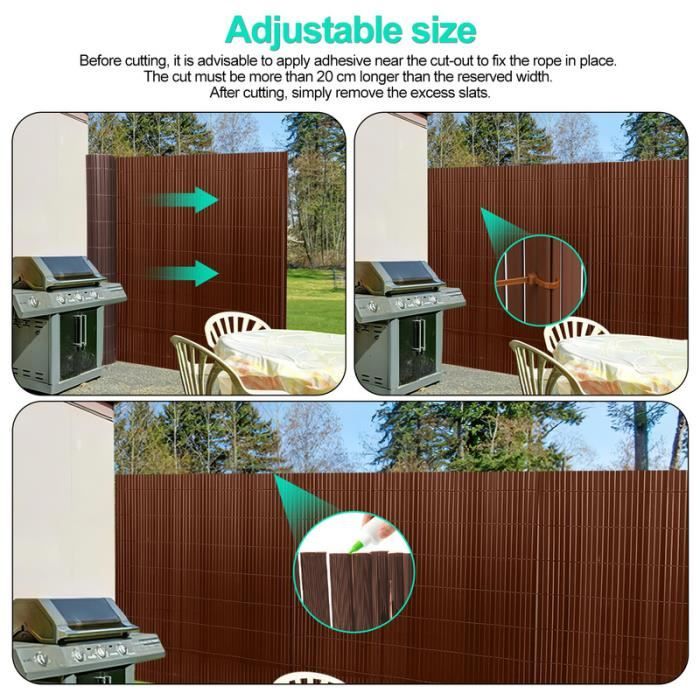 Canisse En PVC Brise Vue Natte Pour Jardin Balcon Clôture De Protection Visuelle Marron 120 X 300cm 94196590