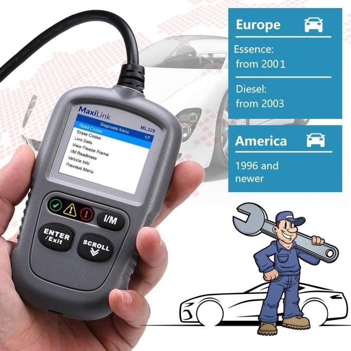 Diagnostic Launch CR3001 Valise Diagnostic Auto Scanner Auto Diagnostic OBD2  pour Voitures à Essence et à