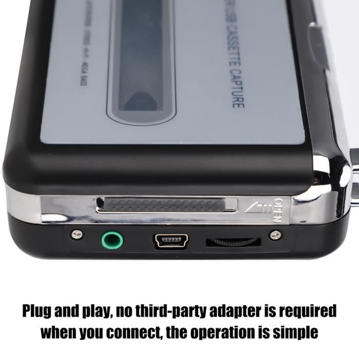 URB Convertisseur de cassette Convertisseur de capture de bande USB en MP3  Audio stéréo Lecteur de musique Lecteur de cassette
