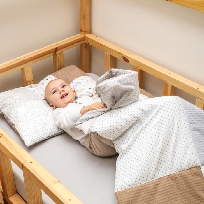 Couverture de lit bebe 100x135 cm avec oreillers - couverture de lit en  patchwork de coton, cerf marron - Cdiscount Maison
