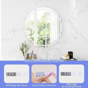 Miroir Grossissant X 50 Miroir LED Salle De Bain 85x50 Cm - Design Asymétrique - Anti-buée - 3 Couleurs Lumière Réglable Miroir LED Salle Bain