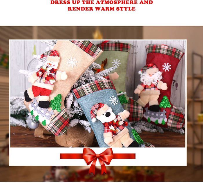 Chaussette De Noël Lin Père-noël Ou Renne Brodée - Cadeau - Envoi 24H