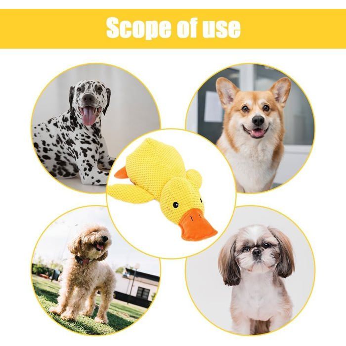 Jouet Canard Couineur Pour Chien - Peluche Anti-stress Taille 34x28 Cm - Pour Chien Moyen - 6