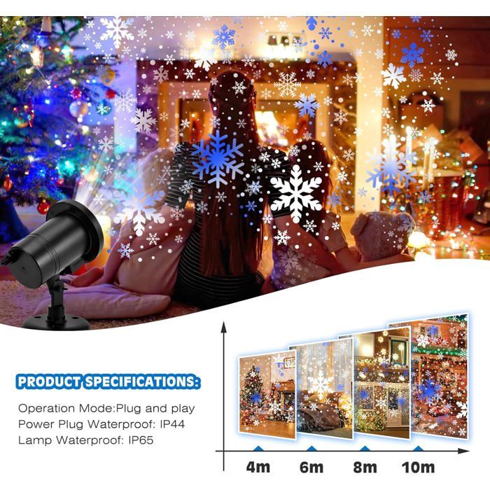Projecteur De Neige Extérieur 600 Lumens IP65 - Images Animées De Flocons - Pour Décorations De Noël, Mariages, événements - 2