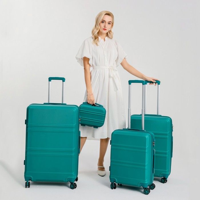 Kono Set 2 Valises Voyage Rigide 55cm + Sac Ryanair 40x20x25cm - Blanc Crème