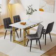 Ensemble Table à Manger avec 4 Chaises en Velours - Style Modern Luxe - Rectangulaire - Plateau Effet Marbre -MDF-Table et Chaises-0