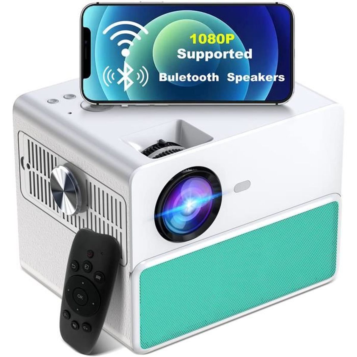 Vidéoprojecteur WiFi Bluetooth, 8000 Lumens TOWOND Rétroprojecteur Full