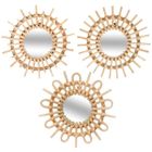 ATMOSPHERA CRÉATEUR D'INTÉRIEUR Set de 3 miroirs "Soleil" rotin D28cm - Atmosphera createur d'interieur
