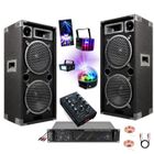 IBIZA SOUND Pack Sono 2480W Total Ibiza - 2 Enceintes 1000W PMPO STAR210 - 1 Ampli 2x240W - 1 Table de mixage MIX500 - 3 Jeux de Lumière