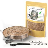 Générateur/Serpentin de Fumée Froide pour Fumoir Viande et Poisson+1.3kg de Sciure de bois de hêtre+4 crochets+1 Brosse