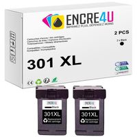 301XL ENCRE4U - Lot de 2 cartouches NOIR ( 600 pages - 20 ml ) compatibles avec HP 301 XL HP301 HP301XL - Disponible aussi à l'unité