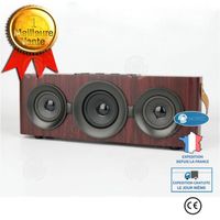 I® Haut-parleur Bluetooth en bois portable carré danse audio rétro haute puissance de bureau MP3 grain de bois de pêche rouge