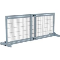 PawHut Barrière de sécurité pour chien extensible barrière de sécurité autoportante pour animaux longueur réglable pin bleu gris