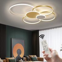 Plafonnier LED 71w Lampe Modern 3 Couleurs Dimmable avec Télécommande Des Lampes de Plafond 6 Anneaux luminaire pour Salon - Doré