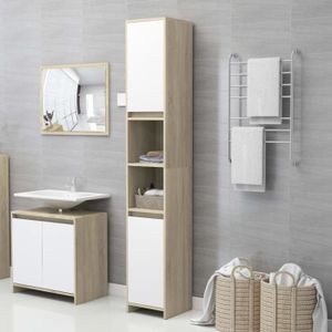 Susany Armoire Haute Salle de Bain Armoire de Rangement Blanc 25x25x170 cm Aggloméré