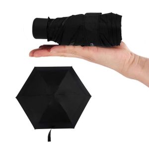 Mini Compact Femmes Parapluie avec manche en bois & Cover Coupe-vent-Noir 