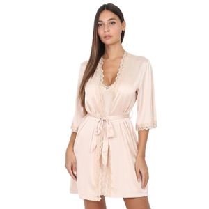 Nuisette Satin Babydoll Beige Rayée, Taille M - Neuf Sans étiquettes, Idéal Pour L'été