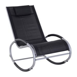 CHAISE LONGUE Fauteuil Chaise Longue à Bascule - OUTSUNNY - Design Contemporain - Aluminium - Noir