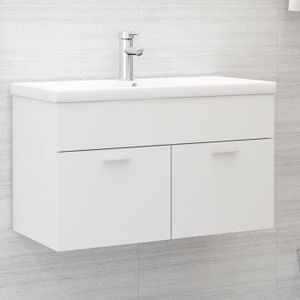 MEUBLE SOUS-ÉVIER JILL - MEUBLE| Armoire d'évier avec lavabo intégré Blanc Aggloméré[6359]