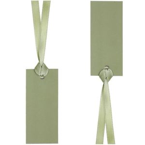 MARQUE-PLACE  Etiquette/Marque-place rectangle avec ruban vert O
