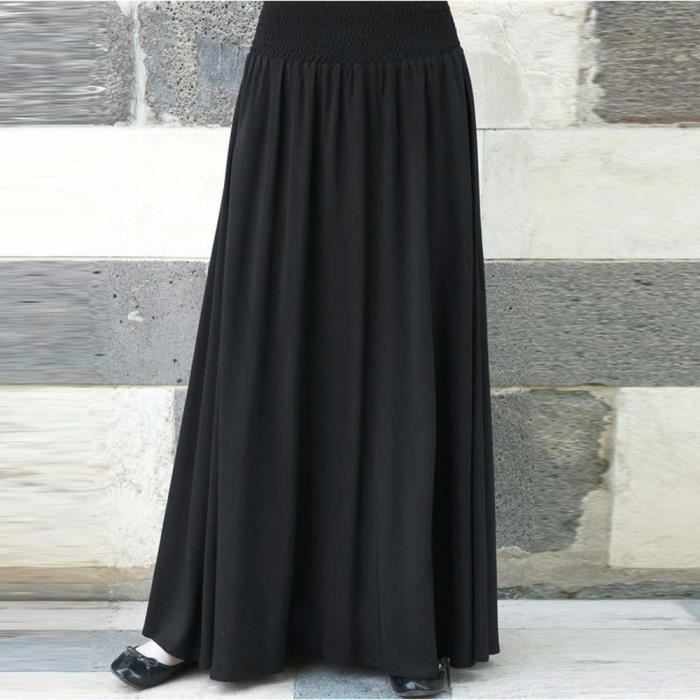 Femmes Mode taille élastique solide Jupe plissée Vintage A-Largue Jupes  longues Noir Noir - Cdiscount Prêt-à-Porter