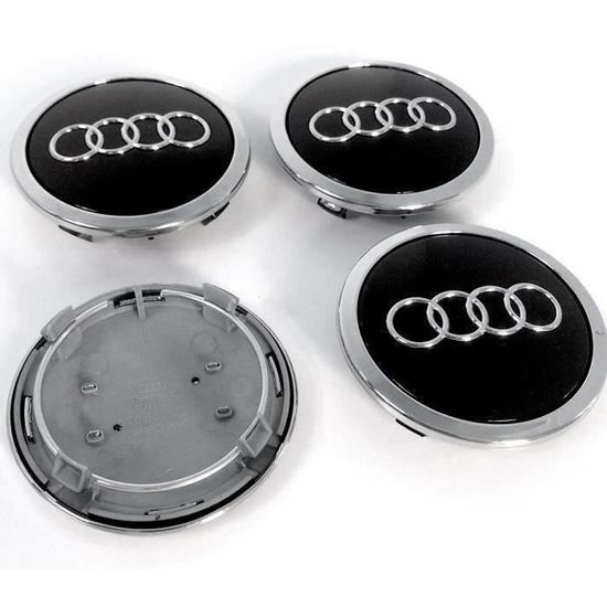 MSD Audi,Lot de 4 caches-moyeu pour Audi Noir 69mm 8T0 601 170A Convient pour Audi A3 A4 A5 A6 A7 A8 S4 S5 S6 S8 RS4 Q3 Q5 Q7 TT A